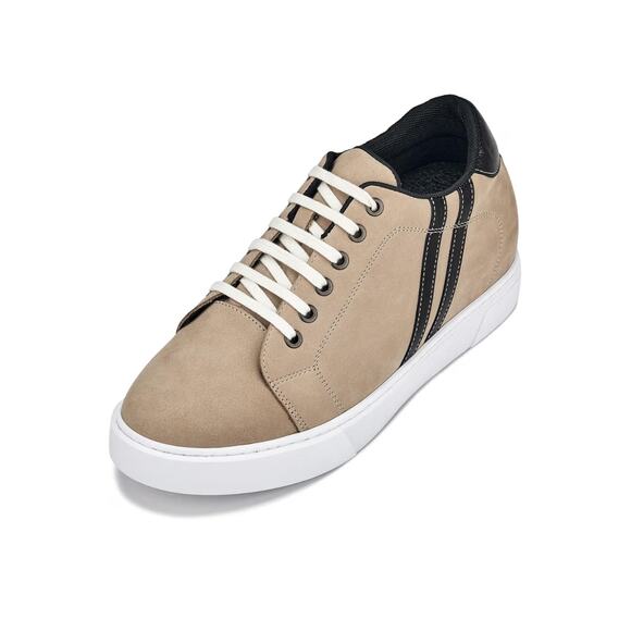 CALTO K1552 Men's Nubuck Taupe Elevator Sneakers Size 8 NIB - Picture 1 of 8